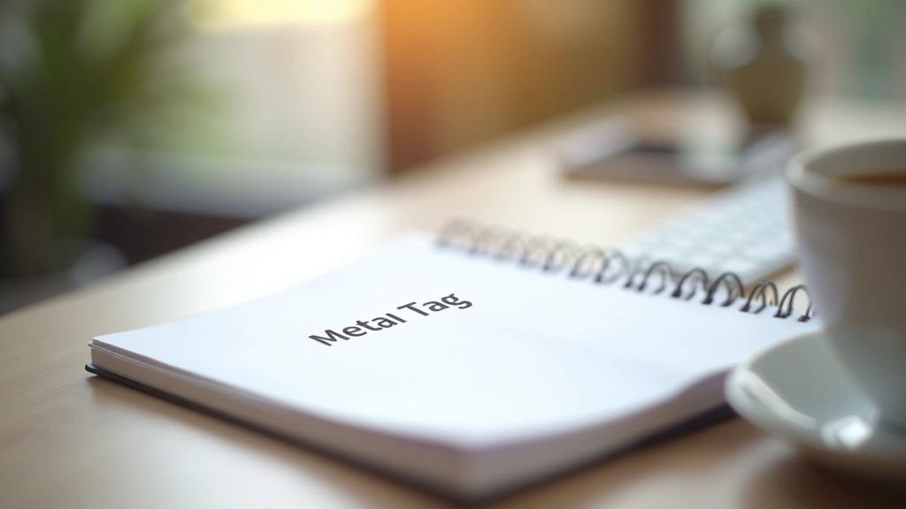 Notas de meta tags e title tags escritas em papel junto a teclado e café