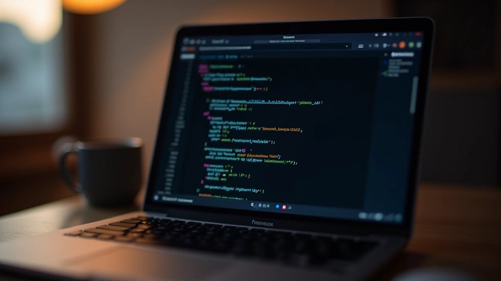 Laptop aberto mostrando código HTML em editor de texto profissional